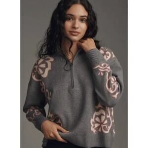 Anthropologie The Montana Mock-Neck Half-Zip Sweater Medium NEW